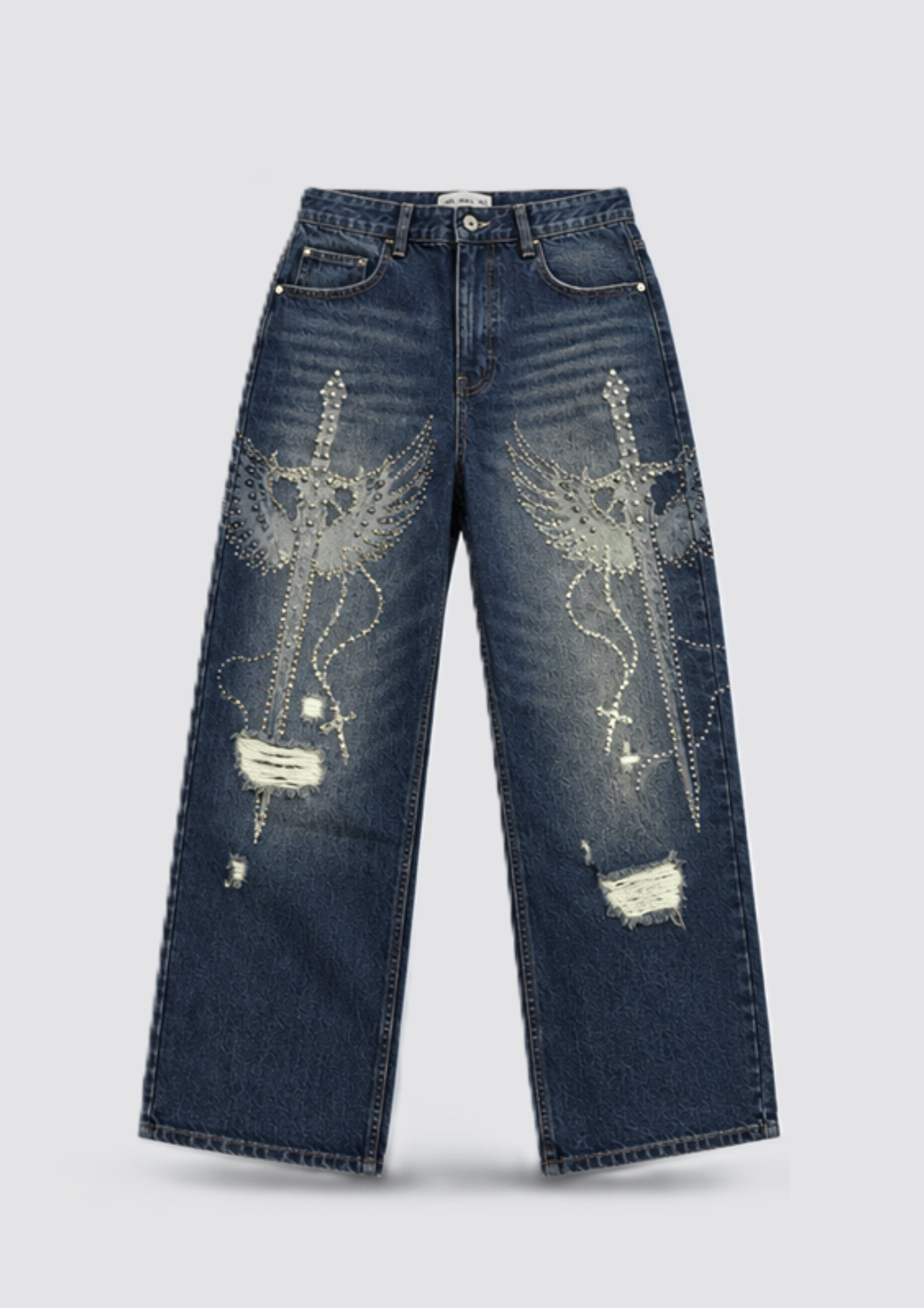 Men's distressed Laser with Studs